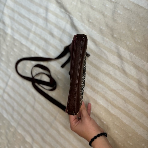 The Sak small leather burgundy & feather boho crossbody purse - Picture 8 of 15